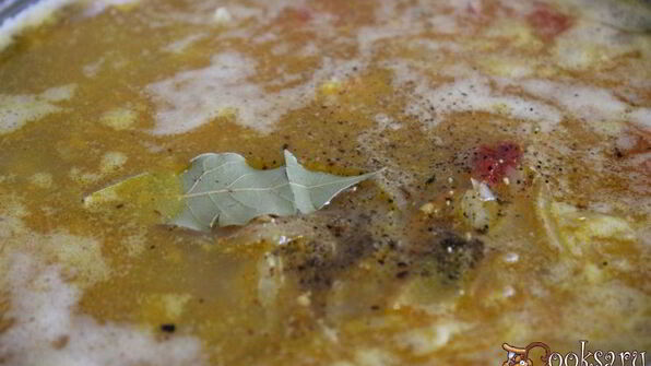 щи из квашеной капусты с фасолью и сладким перцем на курином бульоне