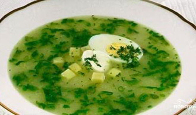 Щи из щавеля с яйцом