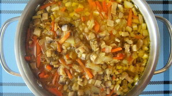 свежие щи с грибами