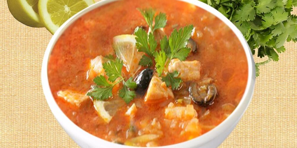 Рецепт рыбной солянки с белугой