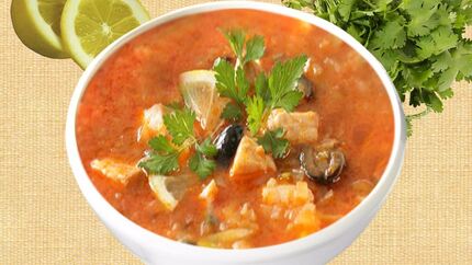 Рыбная солянка с белугой