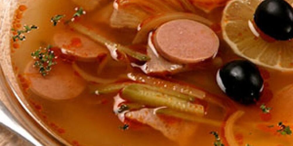 Рецепт солянки сборной мясной с ветчиной