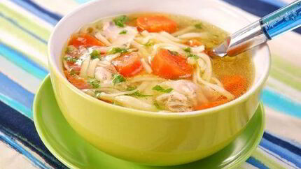 Суп с домашней рисовой лапшой