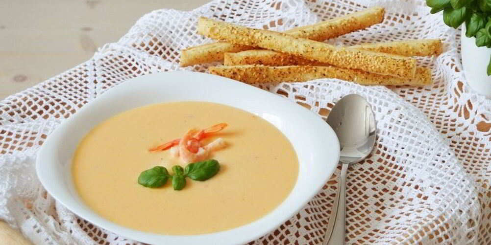 Рецепт сырного крема-супа с креветками