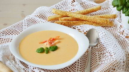 Сырный крем-суп с креветками