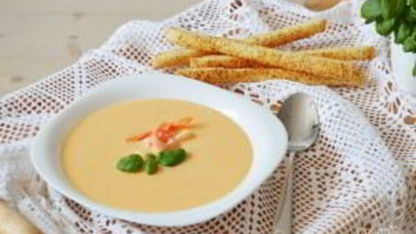 сырный крем-суп с креветками