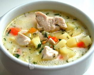 Сырный суп с куриной грудкой