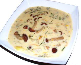 Сырный суп с опятами