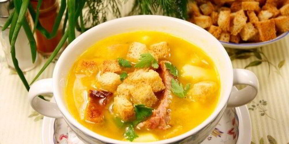 Рецепт сырного супа с ребрышками