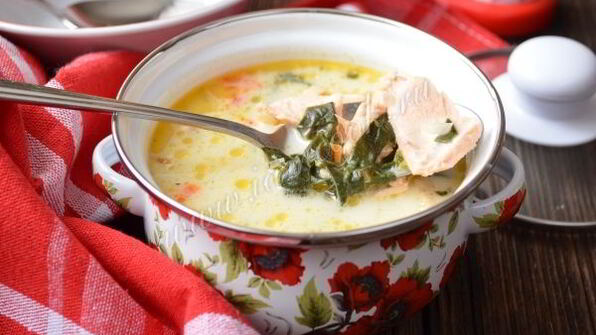 сырный суп с семгой