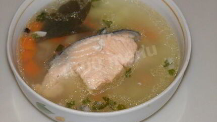 Рыбный суп уха из лосося