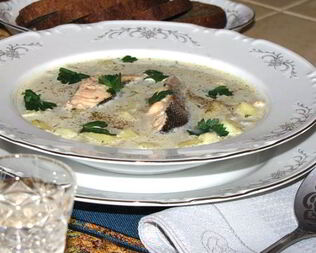 Уха из семги со сливками