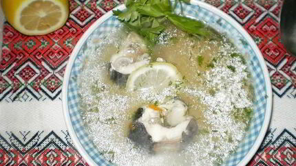 Уха из стерляди с шампанским