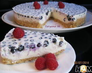 Чизкейк с черникой без выпечки