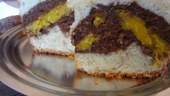 орехово-шоколадный кекс с тыквенно-кокосовой прослойкой