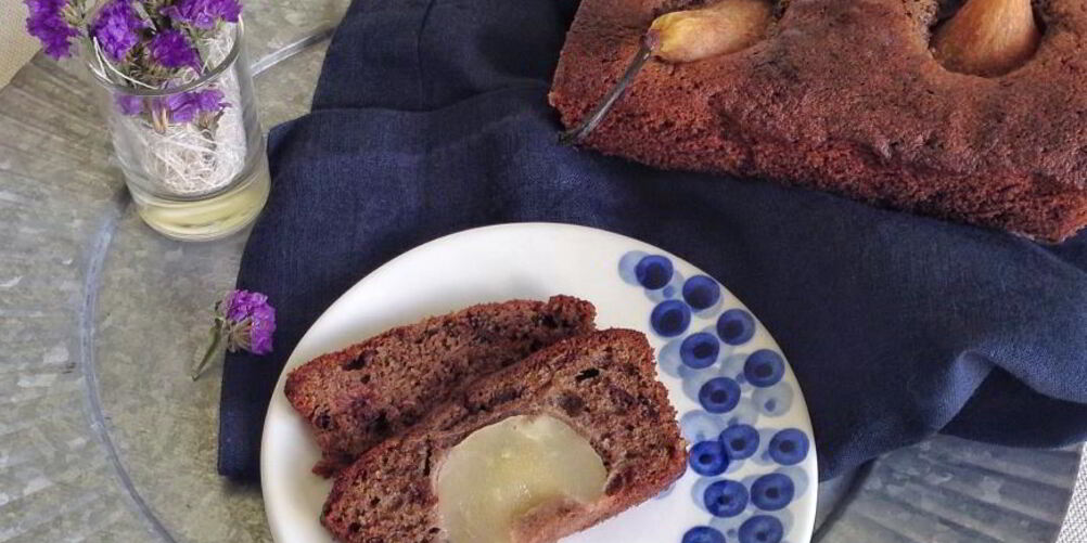 Рецепт шоколадна-черемухового кекс с грушей