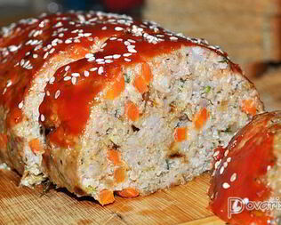 Мясной хлеб из свиного фарша с овощами