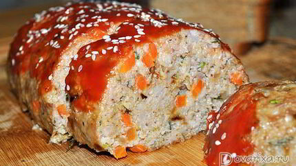 Мясной хлеб из свиного фарша с овощами