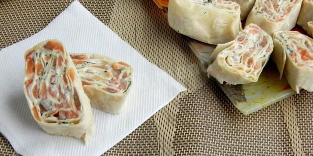 Рецепт лаваша с семгой и творожным сыром