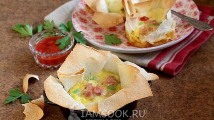 Лаваш с ветчиной и яйцом