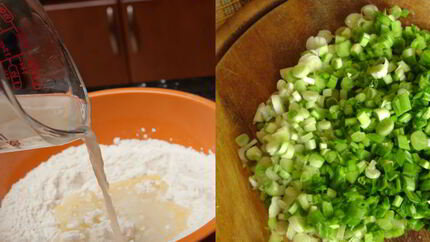 Лепешки с зеленым луком