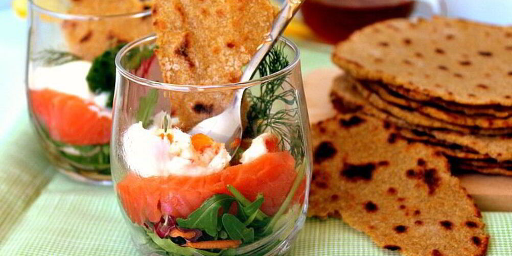 Рецепт яйца с овощами и лепешками