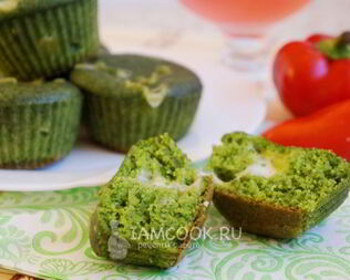 Зеленые мини-манники с сыром в мультиварке