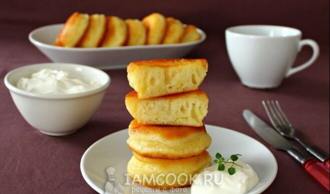 Пышные оладьи на кефире с разрыхлителем