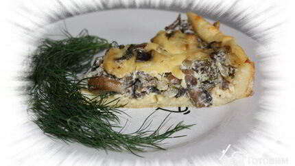 Пирог с грибами и сыром