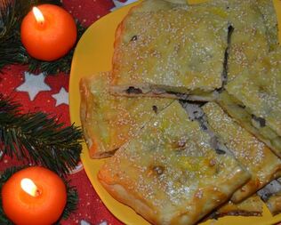 Пирог с картофелем, индейкой и грибами