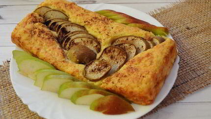 Творожный пирог с грушей