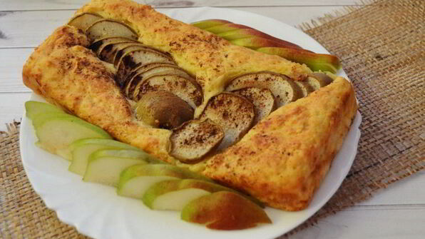 творожный пирог с грушей