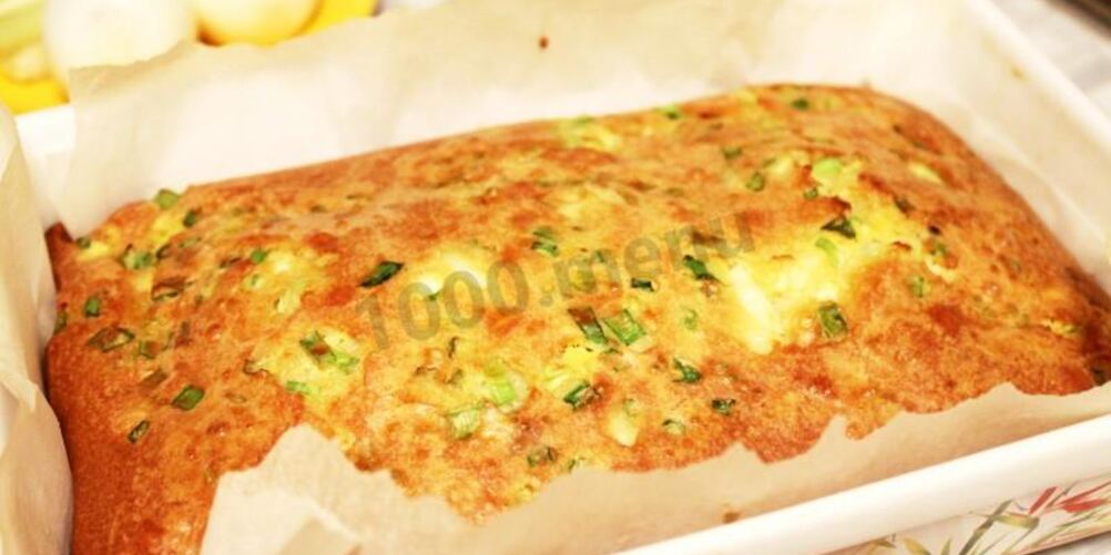 Рецепт заливного пирога с яйцом и зеленым луком на кефире