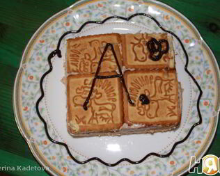 Творожное пирожное на печенье