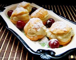 Заварные пирожные с кремом из баклажан