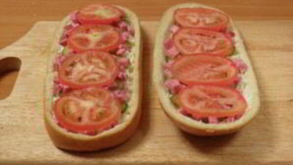 домашняя пицца на батоне