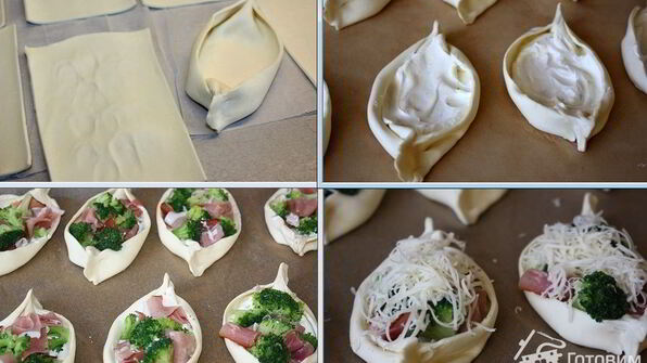 хрустящие мини-пиццы с беконом и брокколи