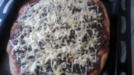 Пицца с грибами и с гусиным фаршем