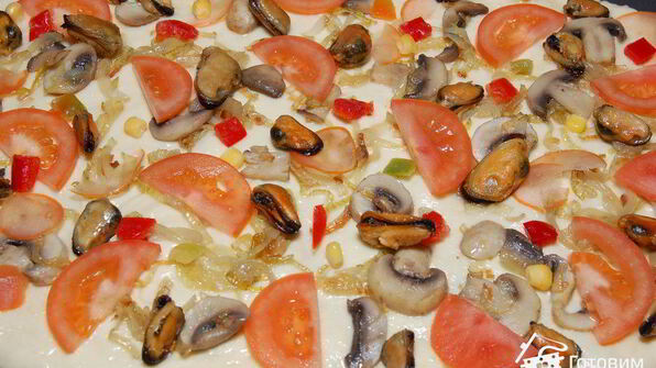 пицца с мидиями