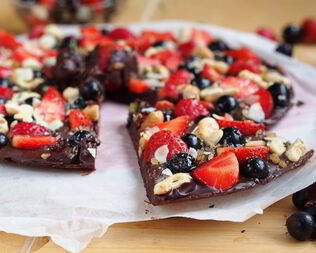 Шоколадная пицца с ягодами