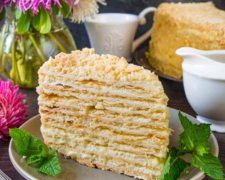 Домашний Наполеон с кремом пломбир