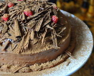 Тыквенно-шоколадный торт-купол с малиновым желе