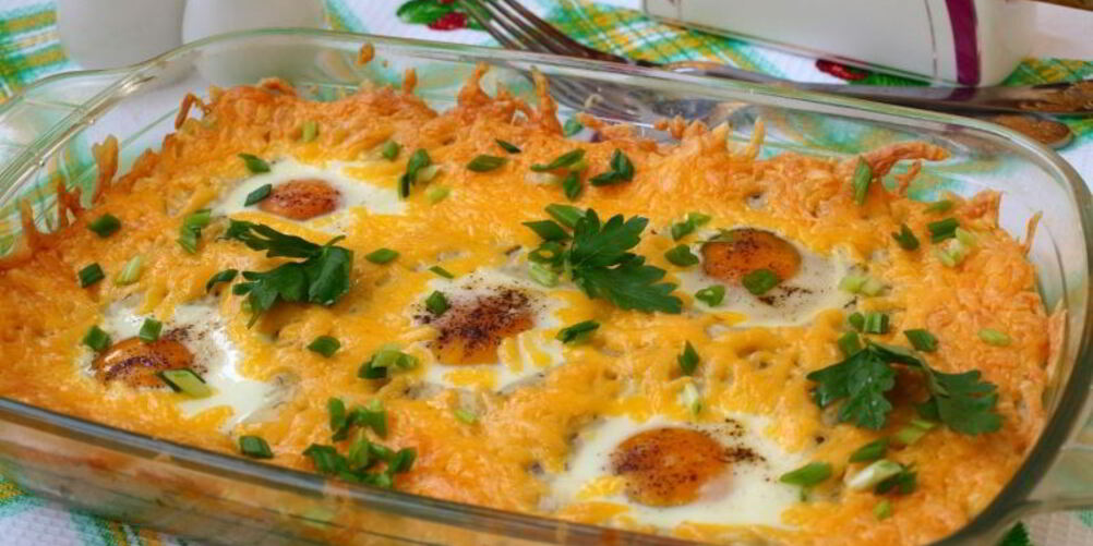 Рецепт картофельной запеканки с яичницей