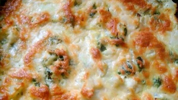 запеканка из цветной капусты со шпинатом