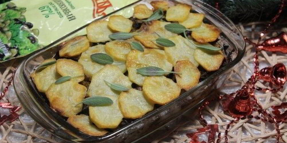 Рецепт запеканки с картофелем, курицей и грибами