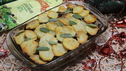 Запеканка с картофелем, курицей и грибами