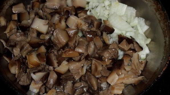 запеканка с картофелем, курицей и грибами