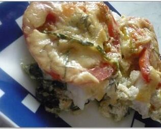 Запеканка с рыбой и шпинатом