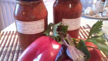 Аджика из перца с яблоком и базиликом