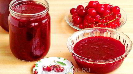 Джем из вишни и красной смородины